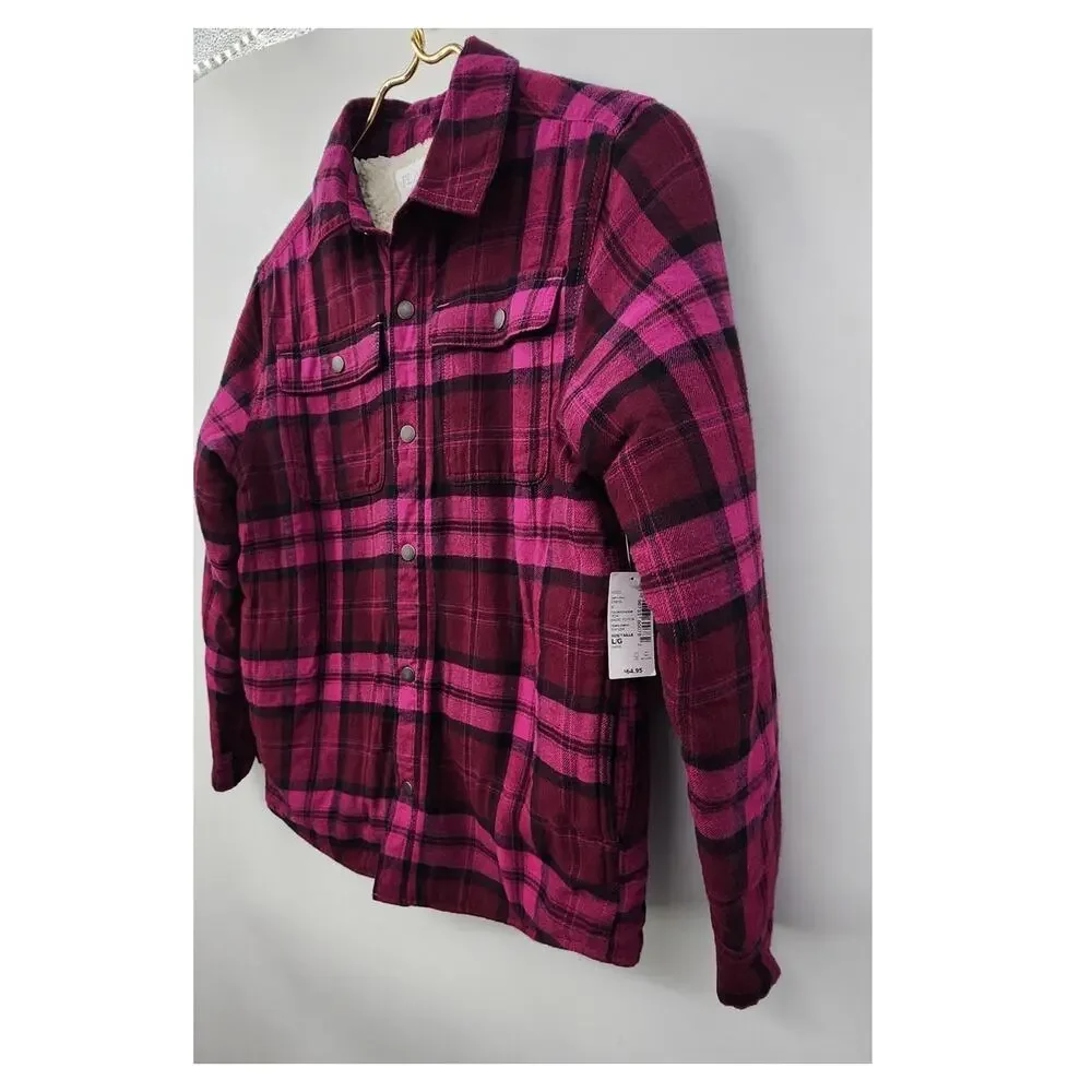 New NWT The‎ Childrens Place Girls Sherpa Lined Plaid Flannel Size large 10-12